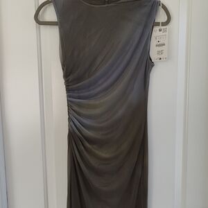 Zara Elegant Gray Sleeveless Dress NWT